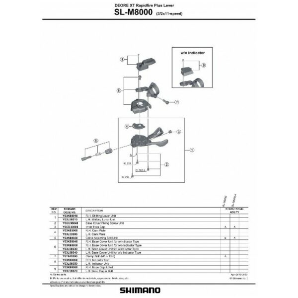 Shimano Y6CD98010 Stuurverstellerdeel